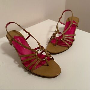 Isaac Mizrahi Brown and Pink Strappy Heels